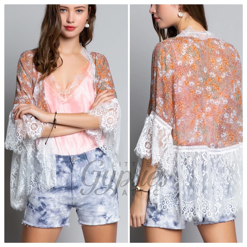 POL Ellie's Bridesmaid Lace Kimono Cardigan - Picture 2 of 14